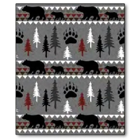 New Bear Family Bears Southwest Fleece Throw Gift Blanket Reversible Cabin Decor - Picture 1 of 4